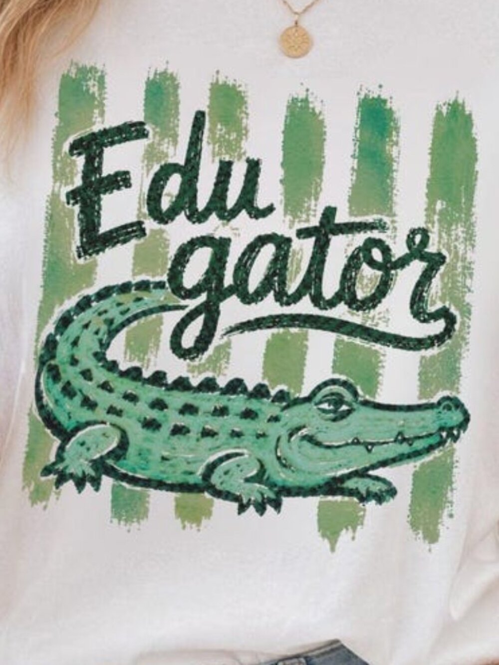 Gator Striped Teacher Tee, Tee Back to School Shirt - Picture 2 of 4